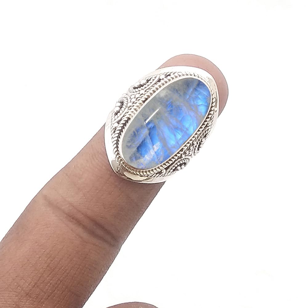 925 Sterling Silver Moonstone Ring for Women - Elegant Cocktail Ring