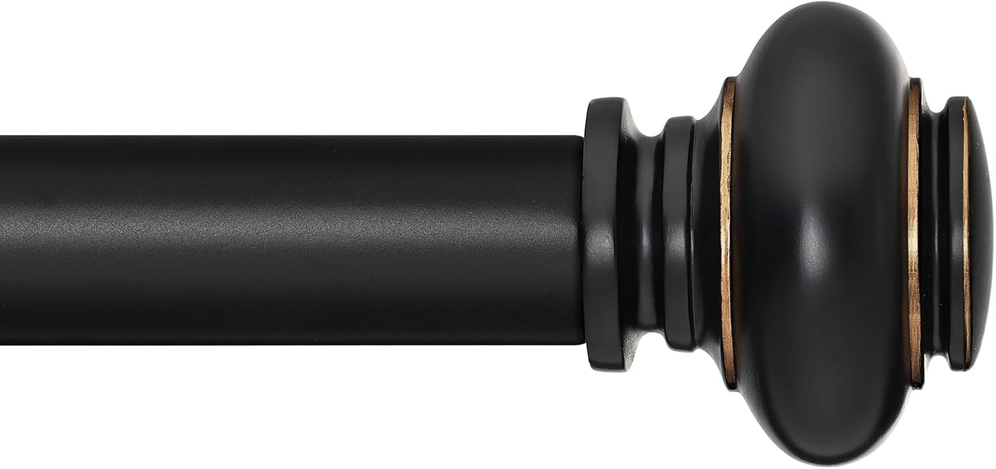 Black Curtain Rods for Windows 72 to 144 Inches Adjustable Set