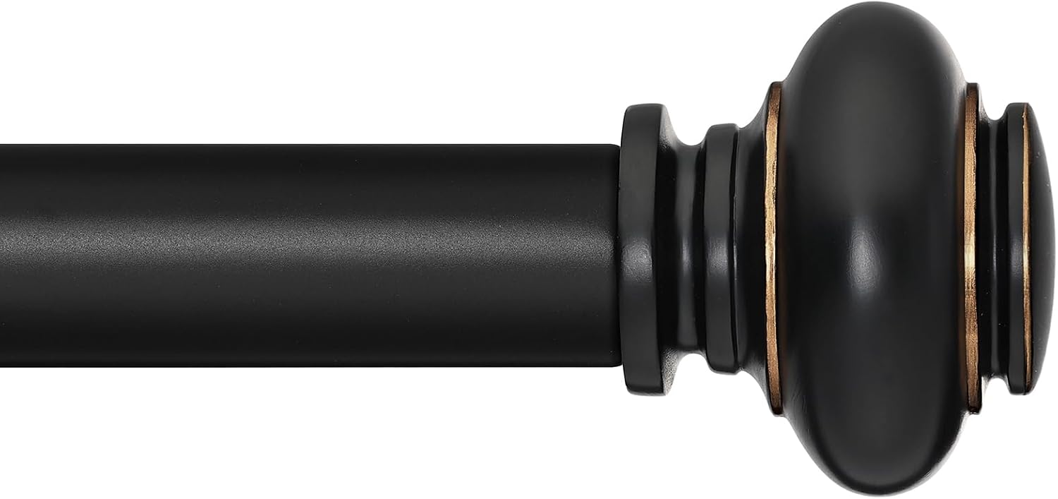 Black Curtain Rods for Windows 72 to 144 Inches Adjustable Set