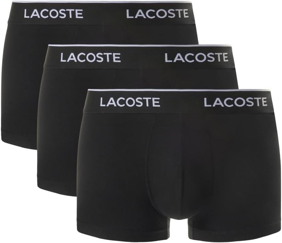 Lacoste Men's Cotton Stretch Tricolor Waistband Trunks, 3-Pack