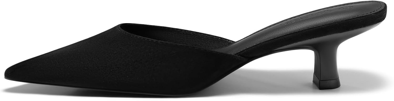 Coutgo Womens Kitten Low Heels Mules for Elegant Style