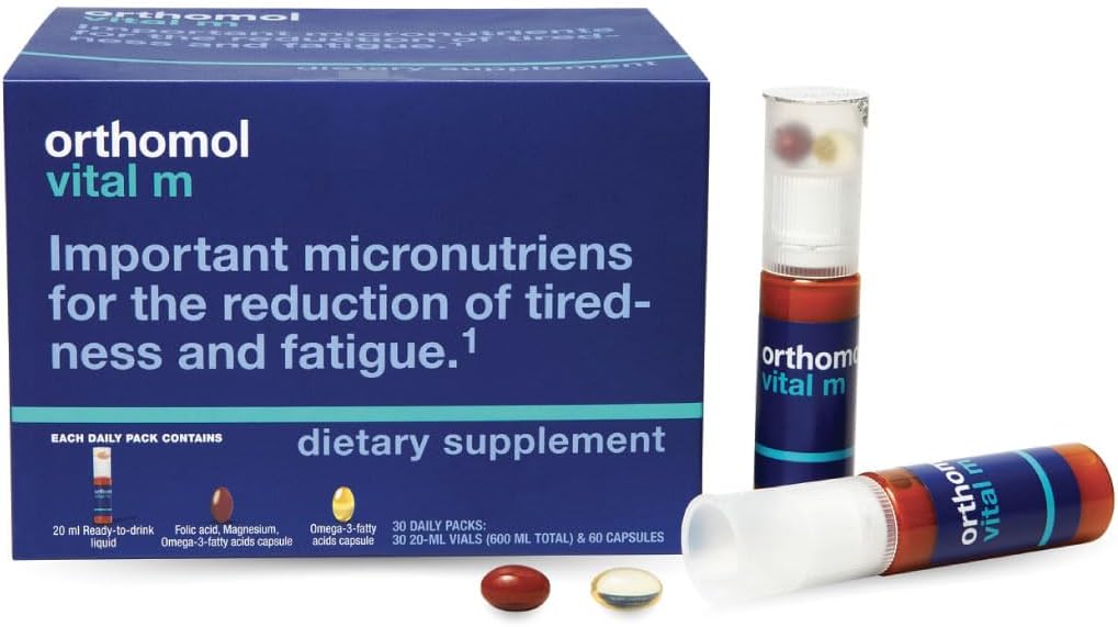 Orthomol Vital M Vial 30-Day Men's Vitamin Supplement for Energy