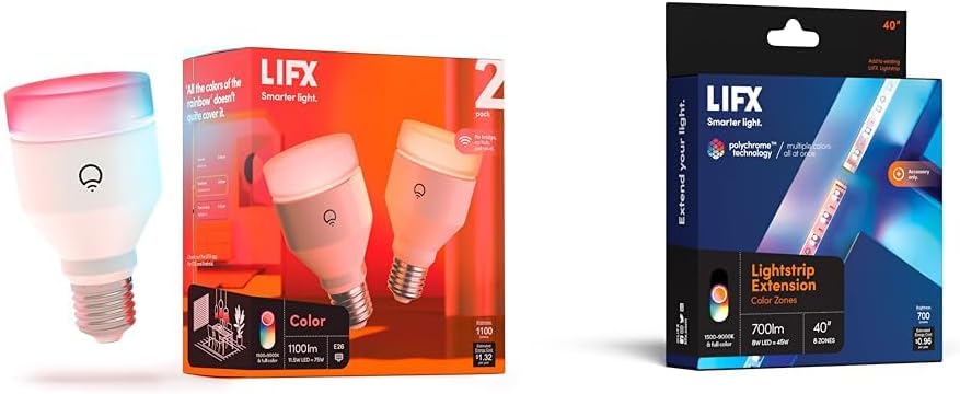 LIFX Color A19 Smart LED Bulb with Billions of Colors and Lightstrip
