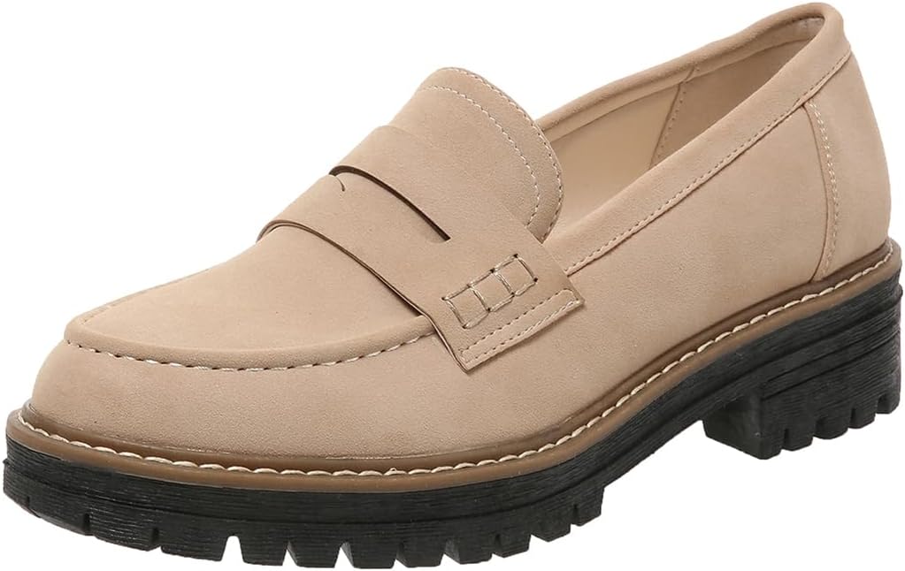 Womens Loafers Shoes Platform Chunky Penny Loafer for Comfort