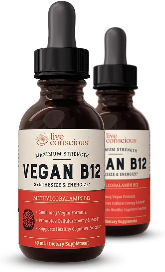 Live Conscious Vegan B12 Sublingual Drops for Energy & Memory