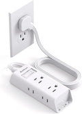 Cruise Essentials Flat Plug Power Strip - Slim 6-Outlet Extension Cord