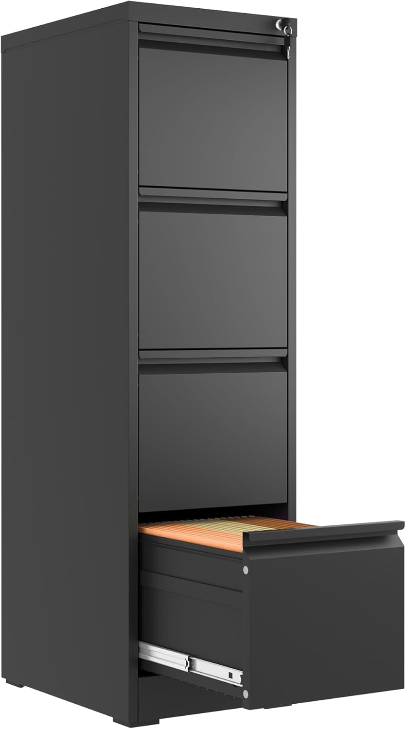 4 Drawer File Cabinet with Lock for Secure Home Office Storage