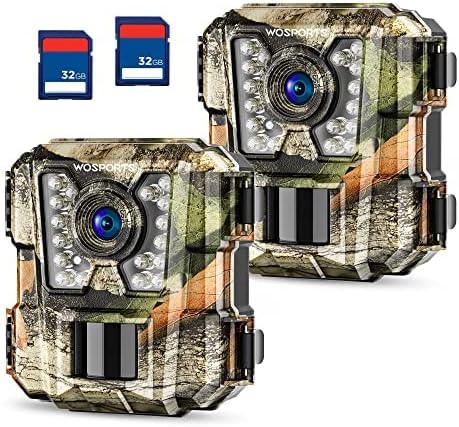 WOSPORTS Mini Trail Camera 2 Pack - 24MP HD Night Vision