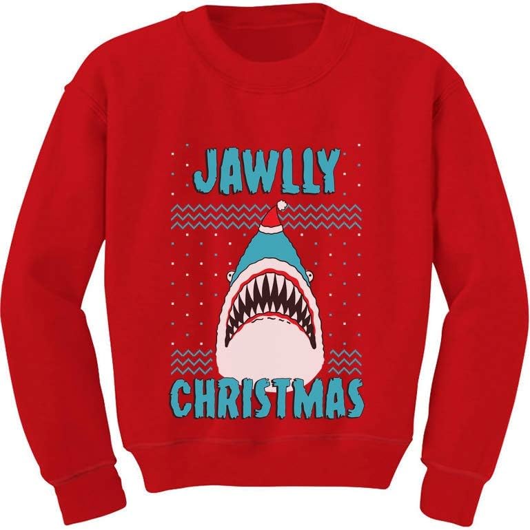 Tstars Santa Shark Ugly Christmas Sweatshirt for Kids