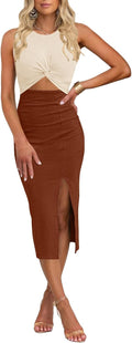 oten Women's Sleeveless Cutout Twist Front Bodycon Midi Dress - Curve