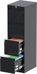 4 Drawer File Cabinet with Lock - Sturdy Metal Filing for Office