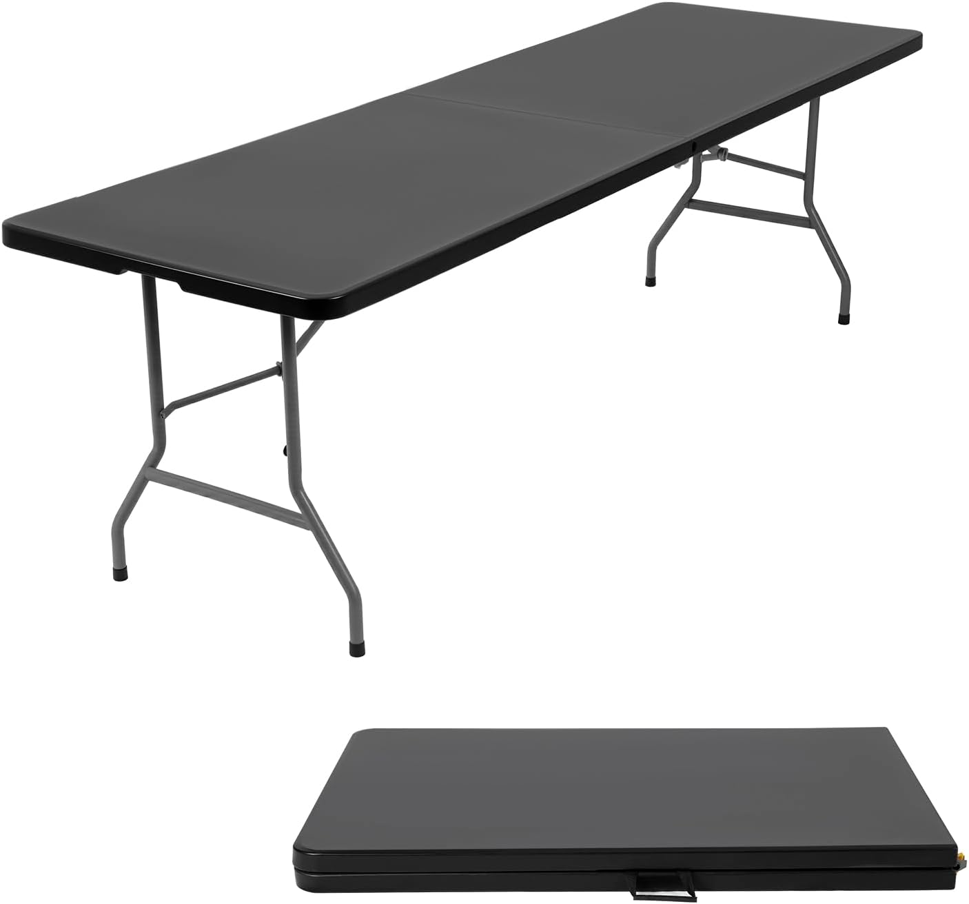FDW 8FT Folding Table for Indoor and Outdoor Use, Black