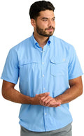 HUK Mens Tide Point Pattern Short Sleeve Shirt - Lightweight