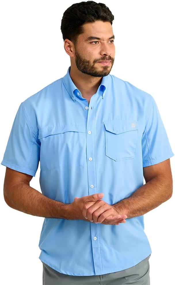 HUK Mens Tide Point Short Sleeve Fishing Shirt for Comfort