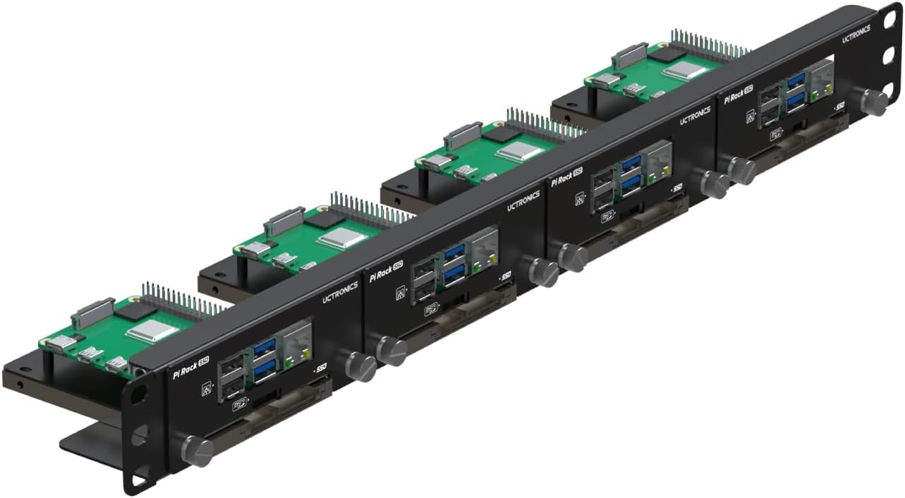UCTRONICS 19 1U Rack Mount for Raspberry Pi with SSD Support