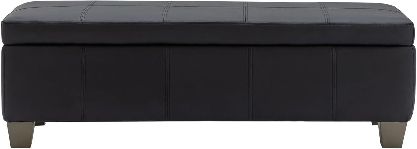 51 Inch Storage Ottoman with Safety Hinge for Home Organization
