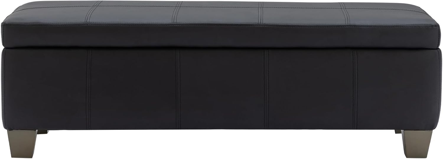 51 Inch Storage Ottoman with Safety Hinge for Home Organization