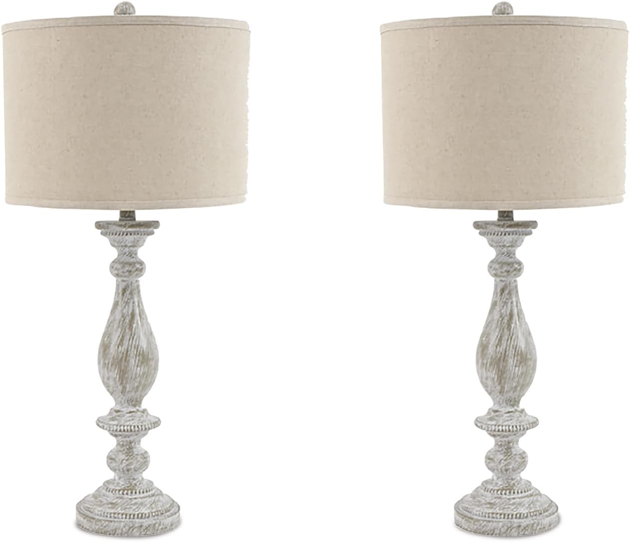 Bernadate Vintage Cottage Table Lamp Set of 2, 31 in, Whitewash