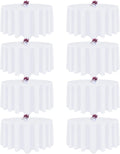 108 in White Round Tablecloth 8 Pack - Wrinkle Resistant, Washable