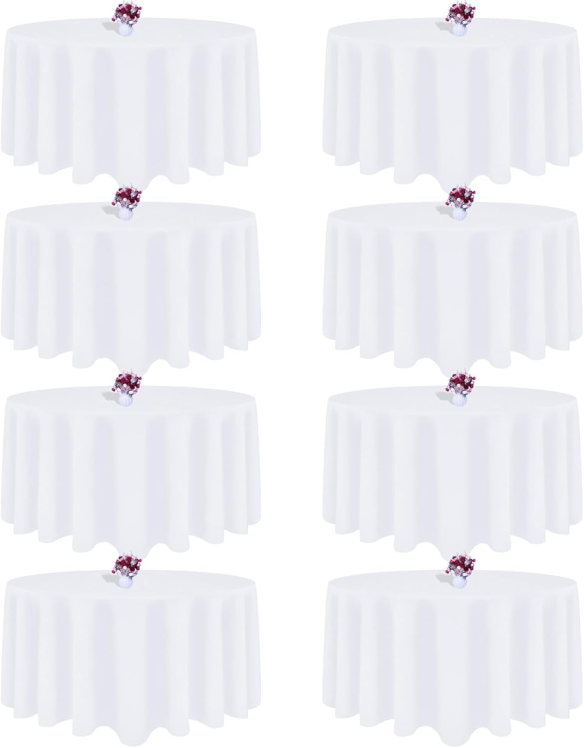 108 Inch White Round Tablecloths for Weddings and Events