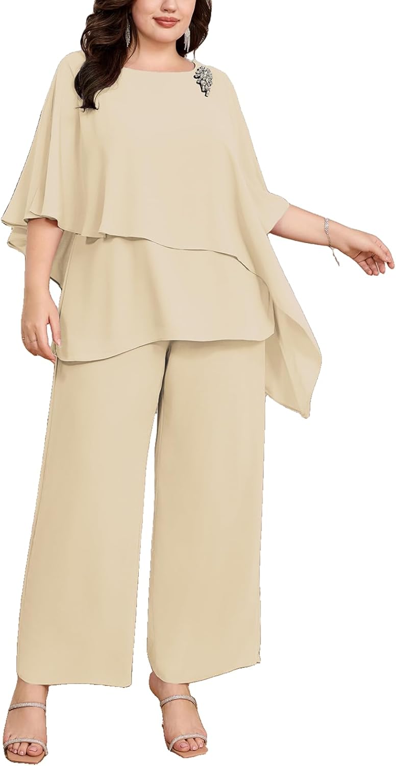 Plus Size Mother of Bride Pant Suits for Elegant Weddings