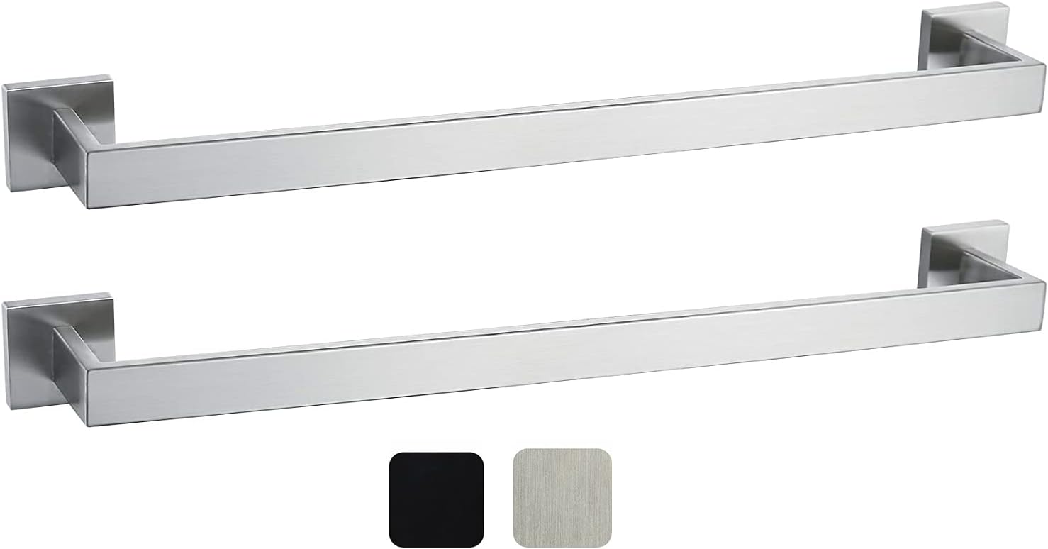 24 Inch Towel Bar 2 Pack for Modern Bathrooms and Kitchens