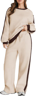 Herseas Women Color Block Sweatsuit Two Piece Set - Cozy Casual Look