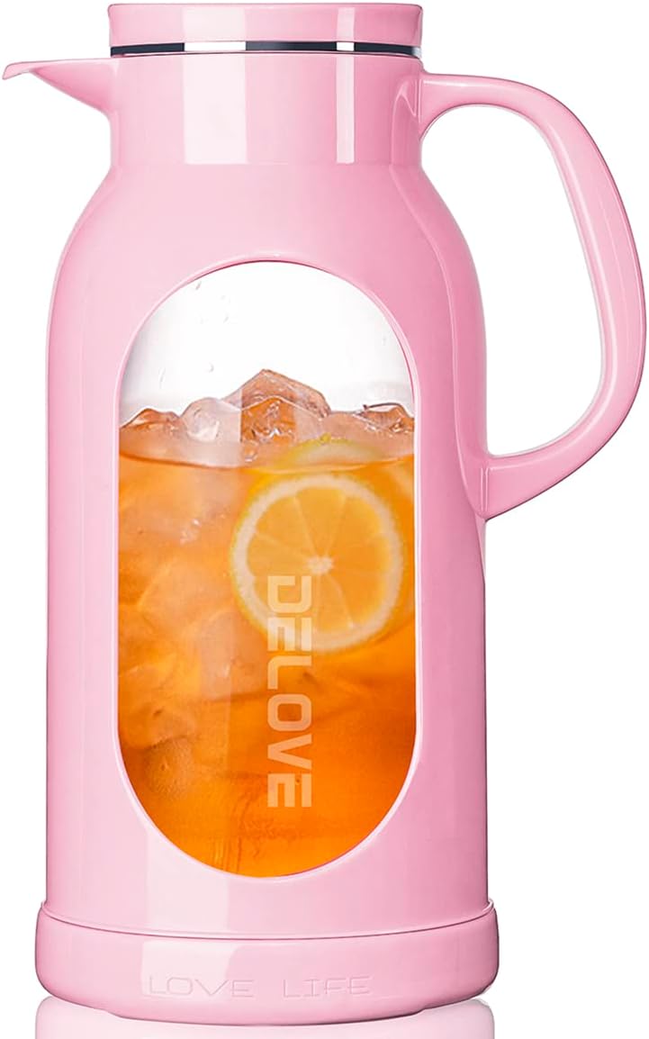 Stylish 68 oz Glass Pitcher - Shatterproof Carafe for Beverages