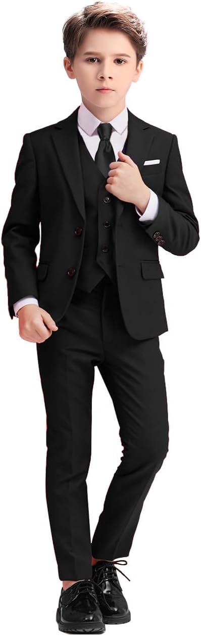 Boys Suits 5 Piece Slim Fit Suit for Kids Formal Events