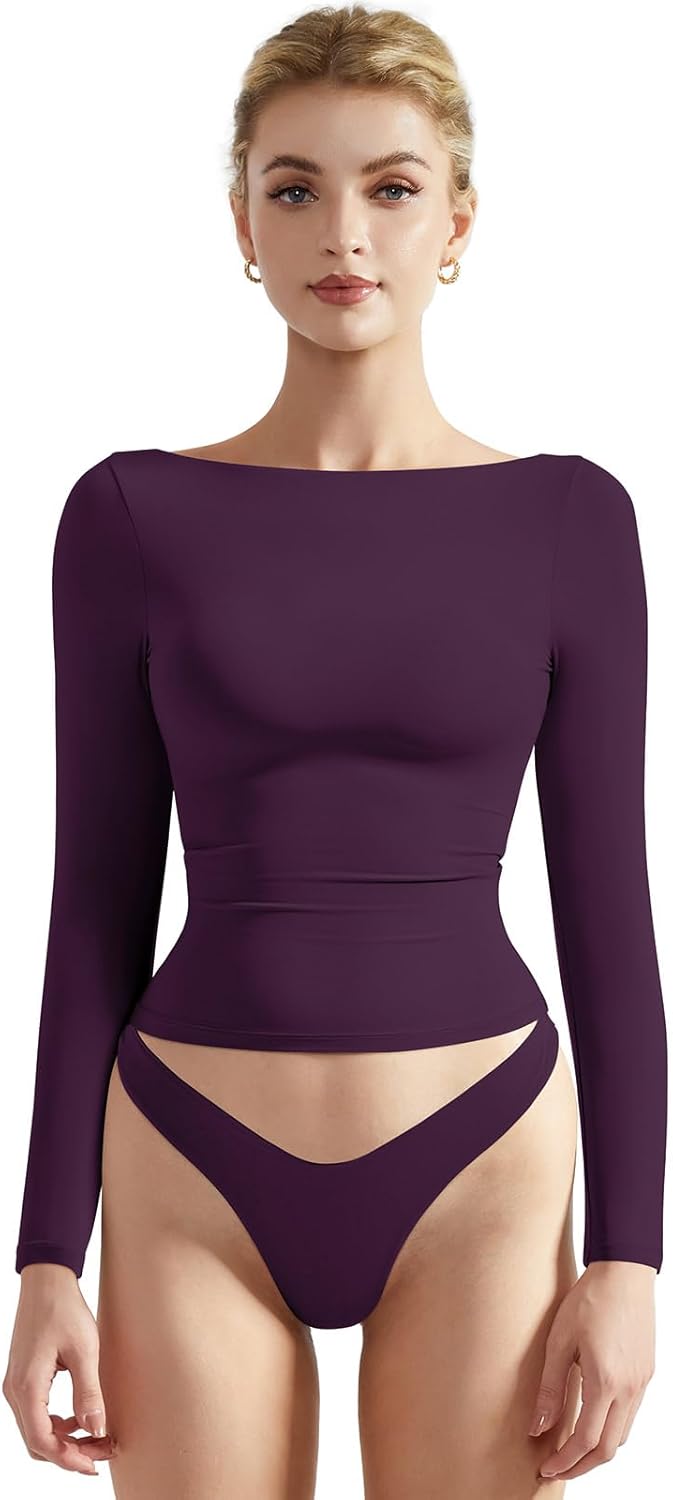 SUUKSESS Women Crew Neck Long Sleeve Crop Top for Stylish Comfort