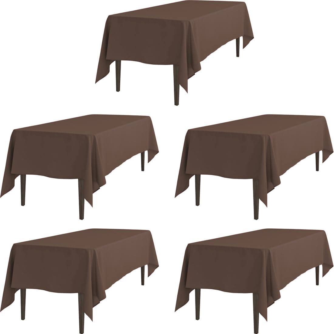 LTC LINENS 5 Pack Brown Rectangular Tablecloths for Events