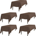 LTC LINENS 5 Pack Rectangular Tablecloths Chocolate 60 x 102 in