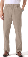 Soojun Men's Cotton Relaxed Fit Full Elastic Waist Twill Pants pull-on