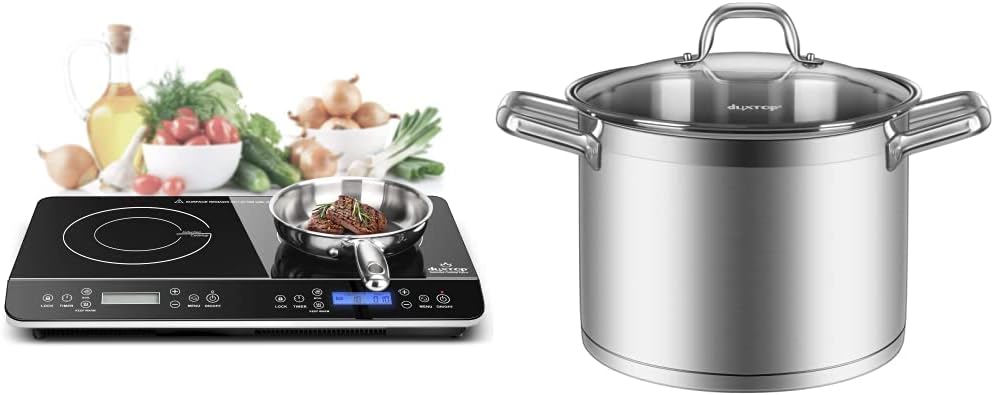 Duxtop LCD Portable Double Induction Cooktop with Stockpot