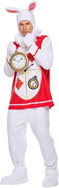 EraSpooky Adult Bunny Costume Men Halloween White Rabbit Mascot Suit
