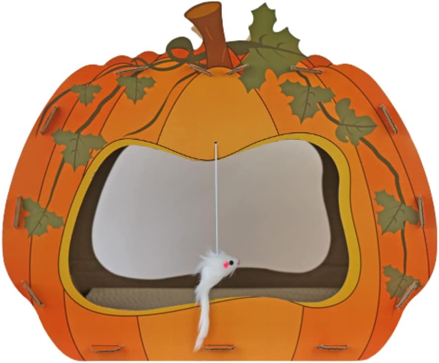 Midlee Halloween Pumpkin Cat Scratcher House for Festive Fun