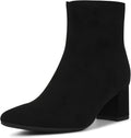 Womens Pointed Toe Ankle Boots with Chunky Block Heel for Fashion