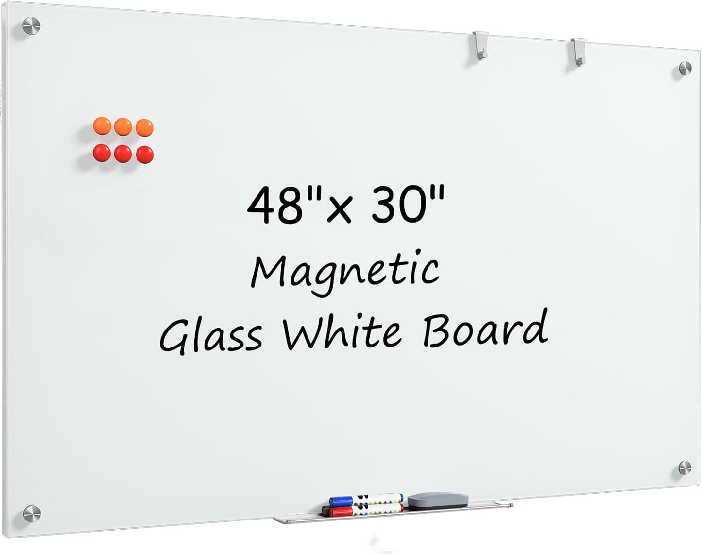 MaxGear Glass White Boards 48x30 Inches for Office and Home