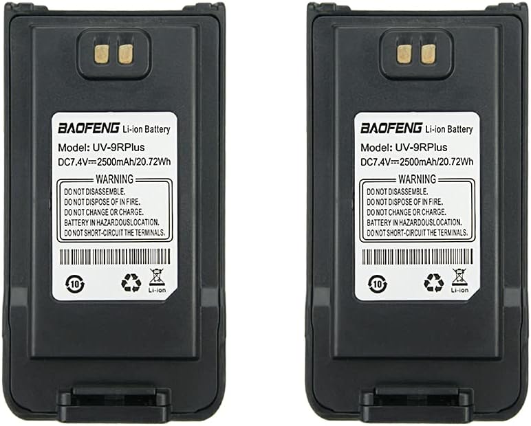 2 Pack 7.4V 2500mAh Replacement Li-ion Battery for UV-9R Plus