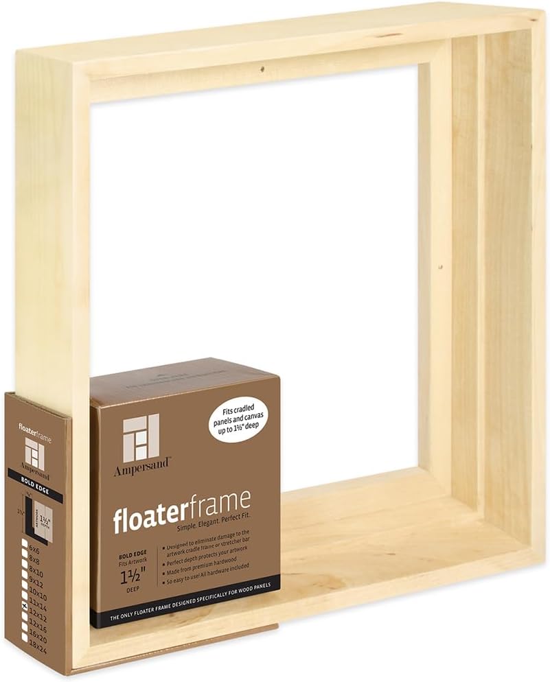 Ampersand Floaterframe 12x12 Maple Bold Frame for Artwork