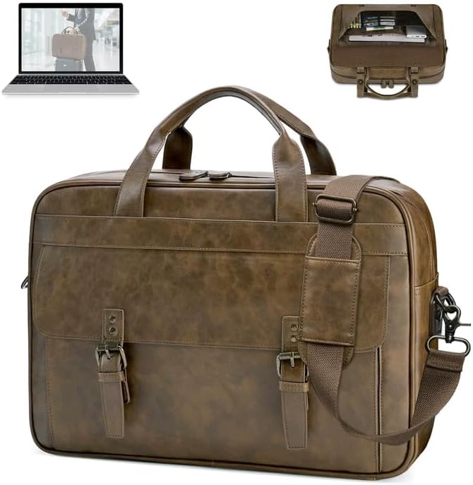 RAINSMORE 16 Inch Laptop Messenger Bag for Men - Vintage Style