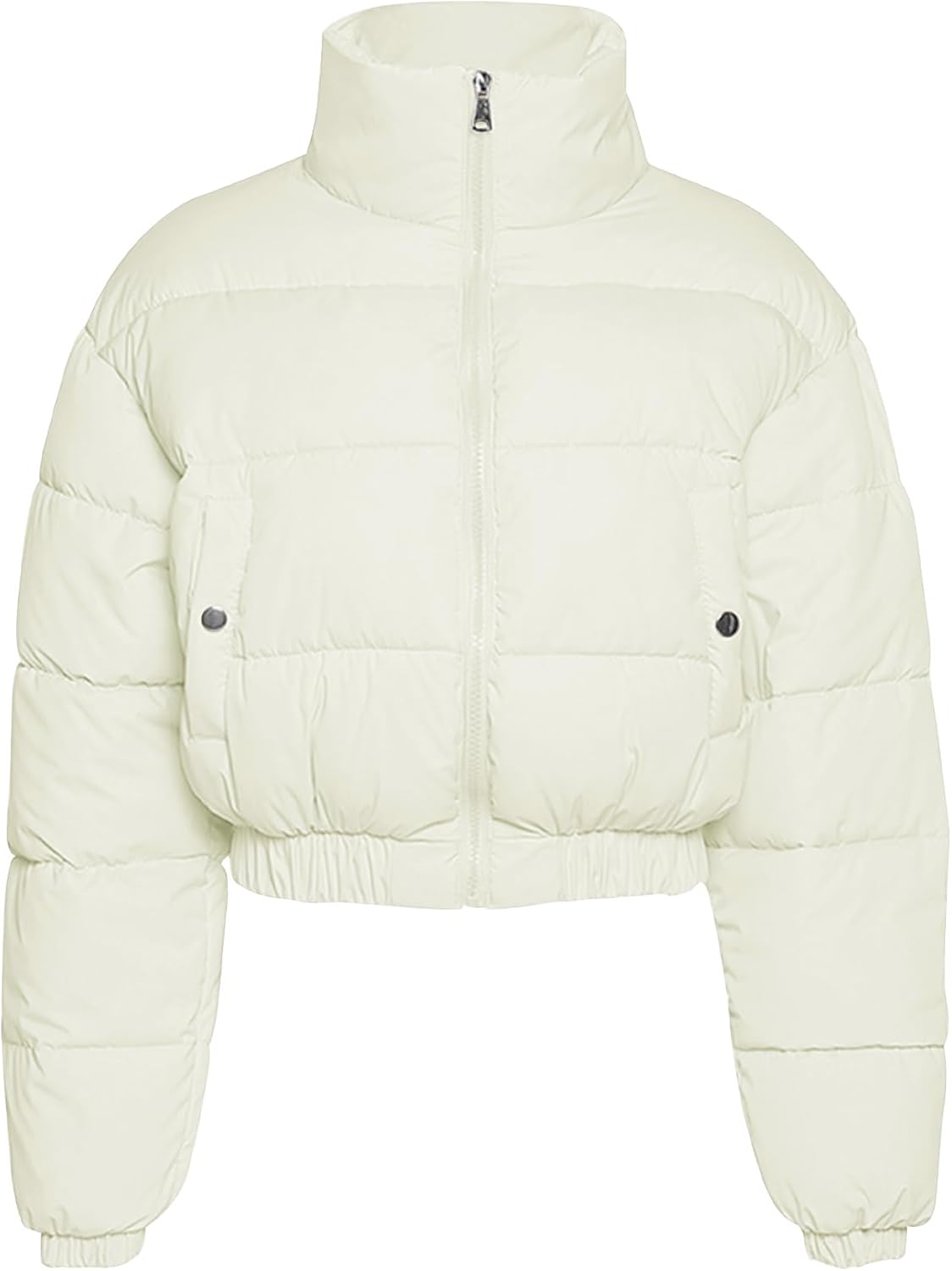 Flygo Cropped Puffer Jacket for Women - Stylish Winter Wear
