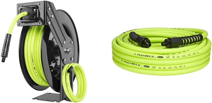 Flexzilla Open Face Retractable Air Hose Reel and Pro Hose