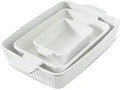 Hasense Ceramic Baking Dishes Set of 3 - Durable White Bakeware