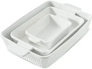 Hasense Ceramic Baking Dishes Set of 3 for Versatile Cooking
