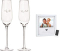 Mr. & Mrs. Champagne Flute Set with Heart Thumbprint Frame