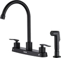 Black Kitchen Faucet 2 Handles with Side Sprayer - Matte Black 4-Hole