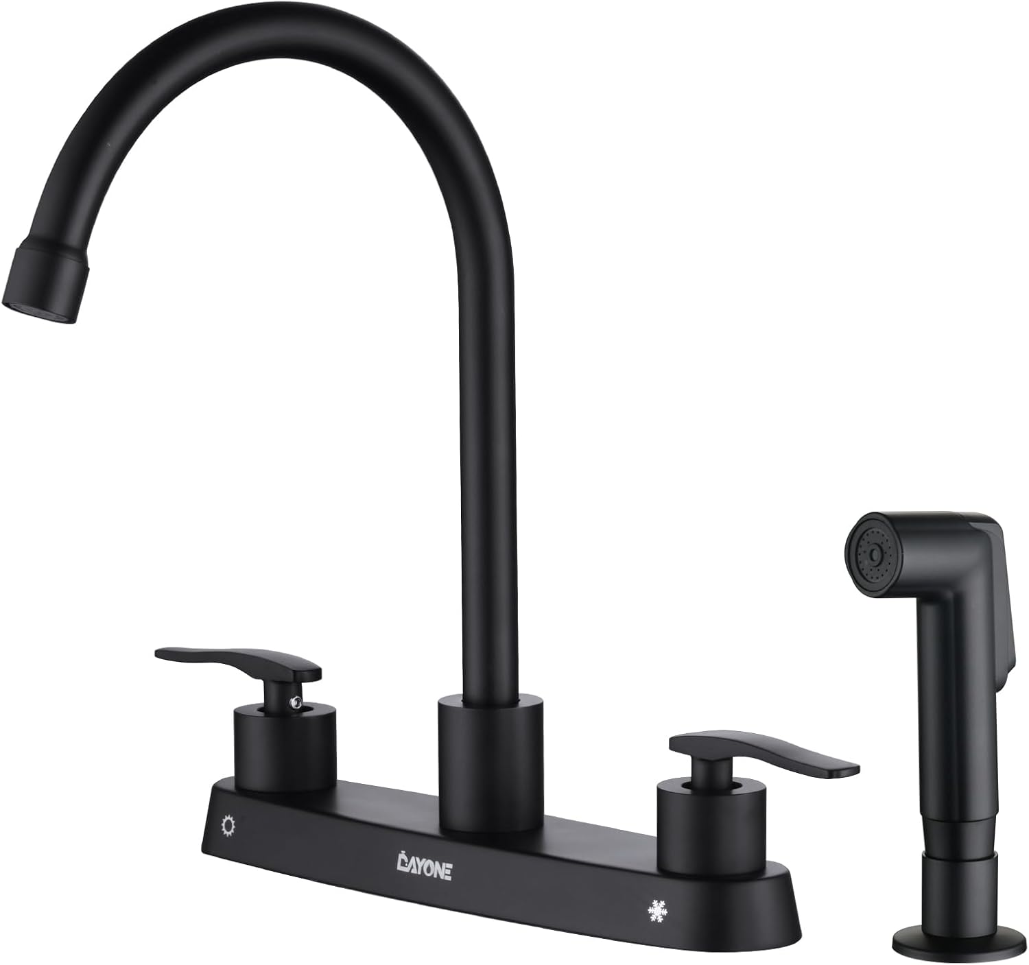 DAYONE Black Kitchen Faucet with Side Sprayer for Easy Use