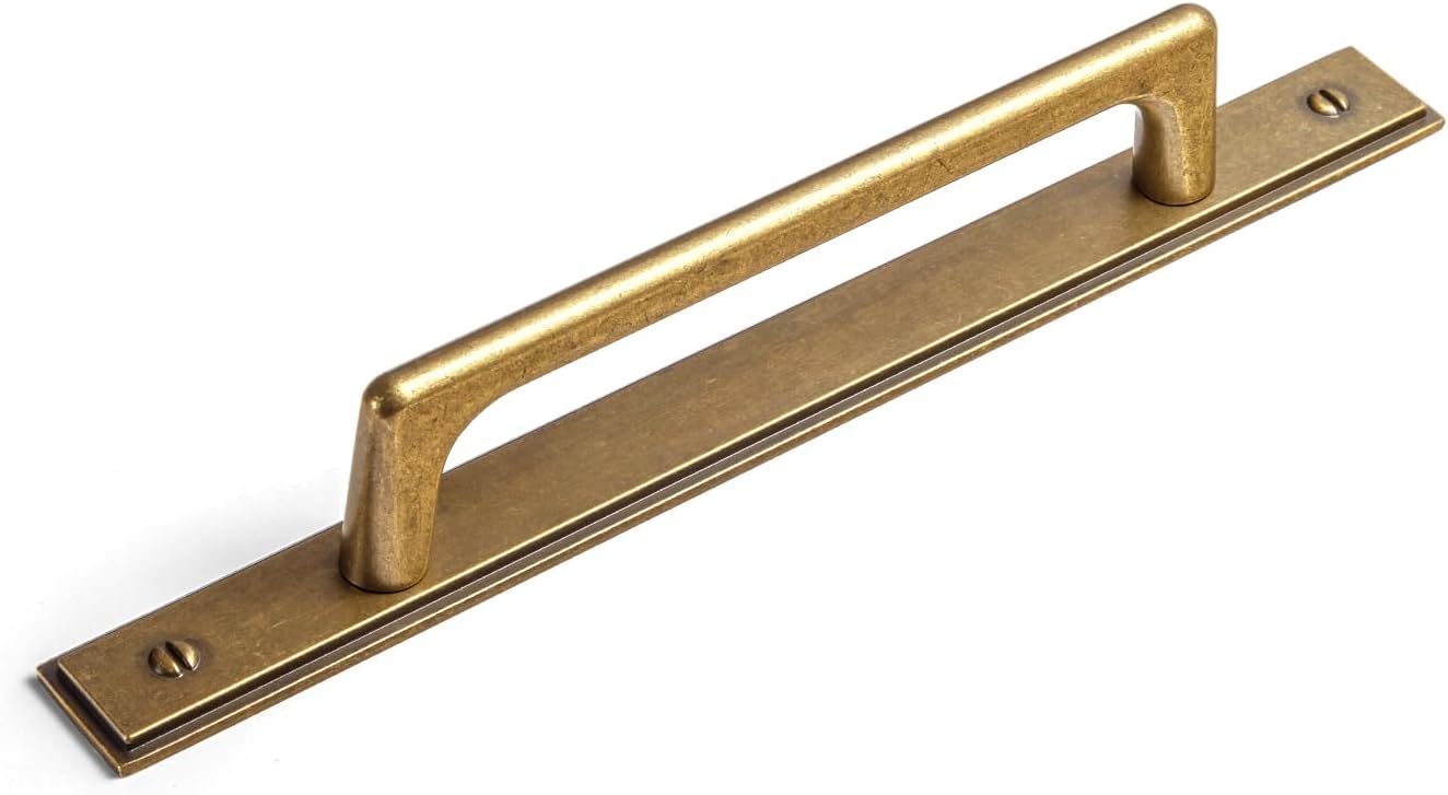 Goo-Ki Antique Brass Cabinet Pulls with Ultra-Slim Backplate