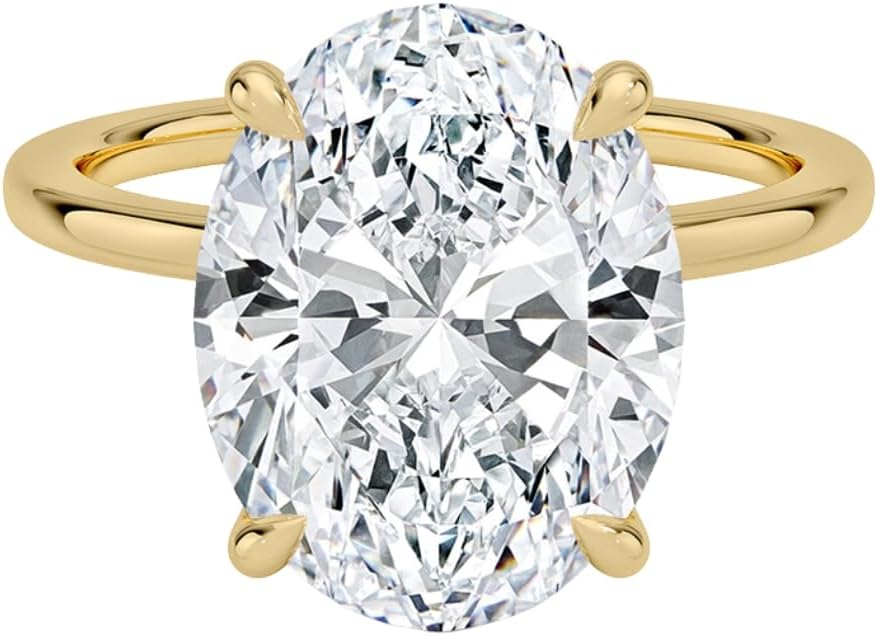 Oval Moissanite Engagement Ring in Gold & Silver for Her